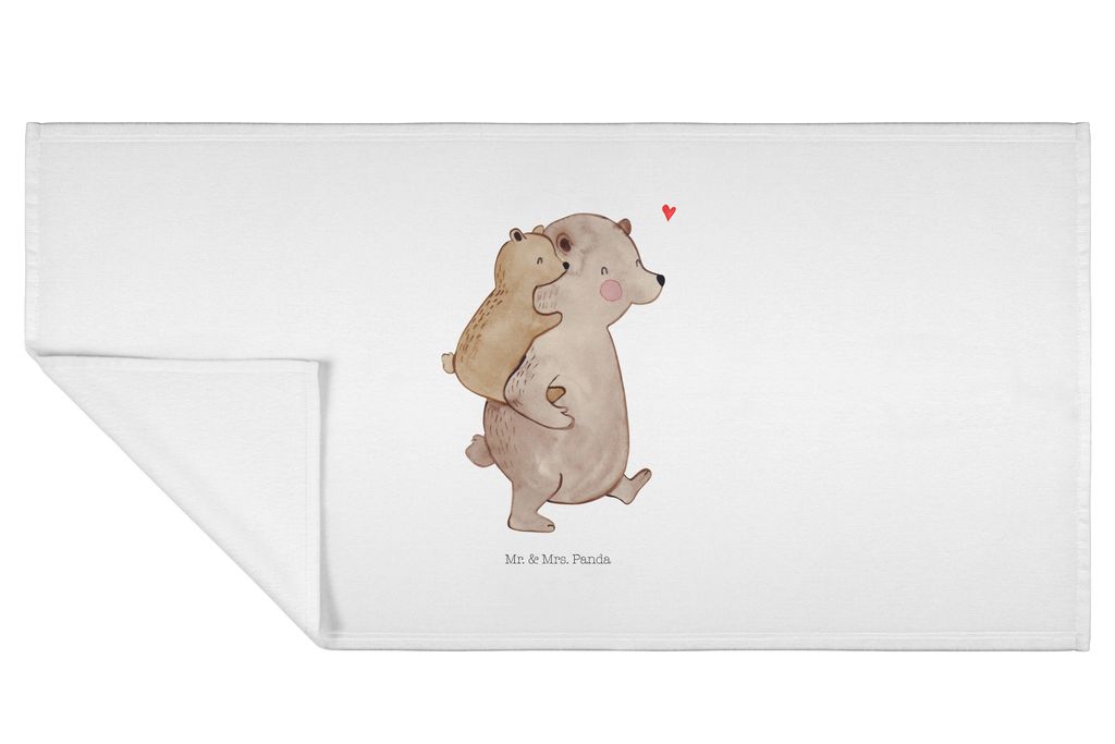 Mr. & Mrs. Panda Handtuch Papa Bär - Weiß - Geschenk, Vater, Geburtstag, Vatertag, gesichtstuch, Muttertag, Baumwollhandtuch, kleines, Flauschtuc...