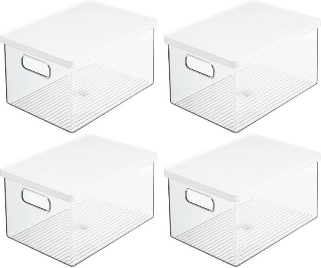Aufbewahrungsbox Organizer Box mit Deckel mDesign stapelbar 4er Set Transparent