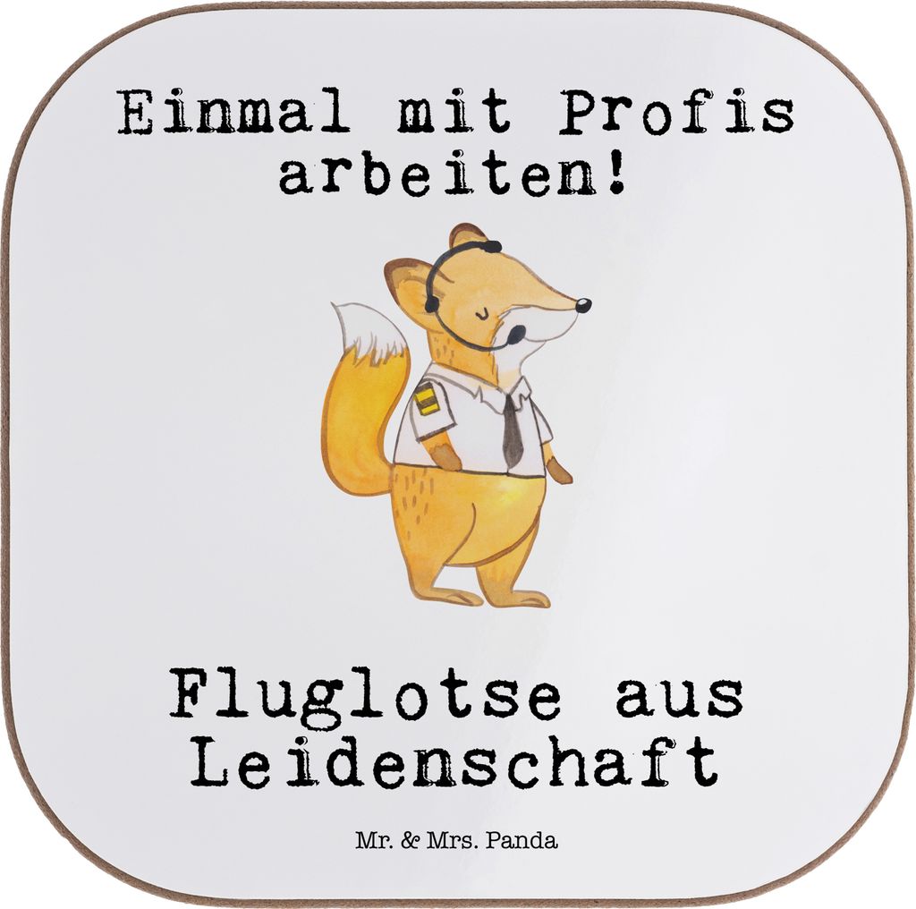 Mr. & Mrs. Panda Untersetzer für Gläser Fluglotse Leidenschaft - Weiß - Geschenk, Ausbildung, Coaster, Tasse, Teeuntersetzer, Lustig, Tassenunte...