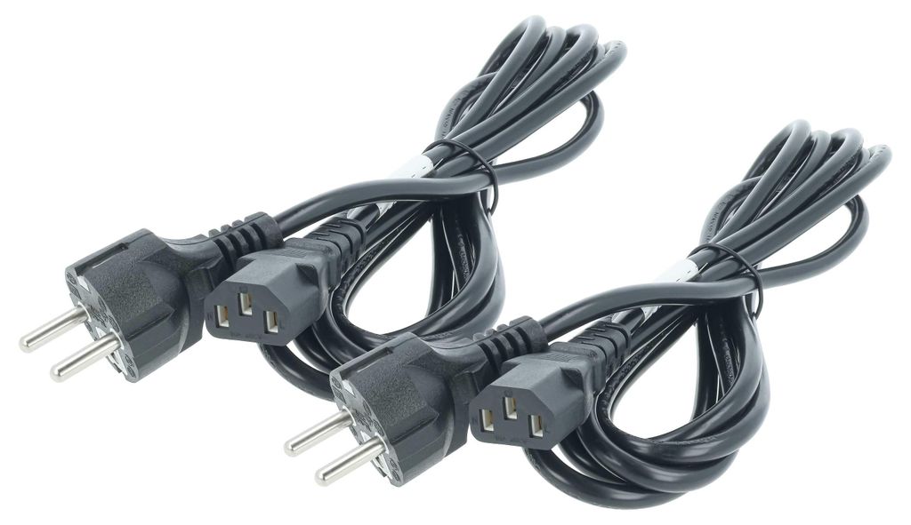 vhbw 2x Netzkabel Schutzkontaktstecker für Kaltgeräte z.B. PC Monitor Computer Drucker - C13 Buchse, 3 m