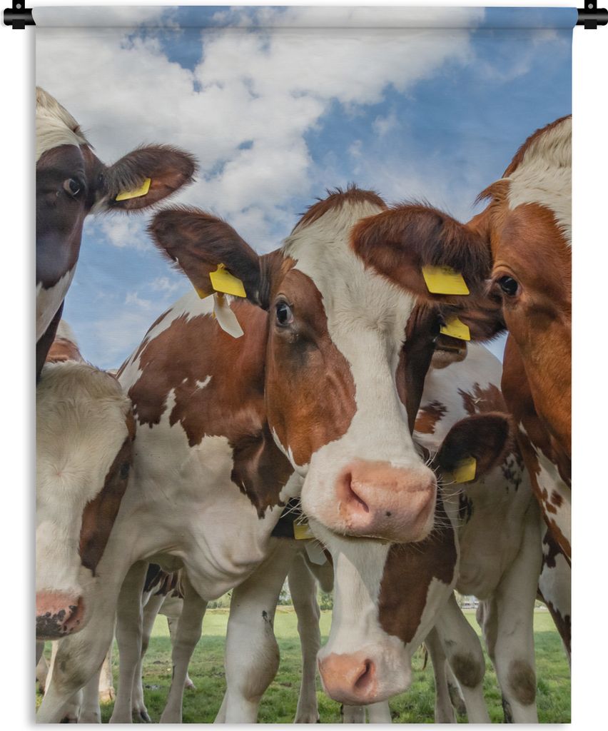 MuchoWow Wandteppich Wandbehang Kühe - Tiere - Wiese - Natur 120x160 cm Tapisserie Dekoration Wandtuch - Wohnzimmer - Moderne