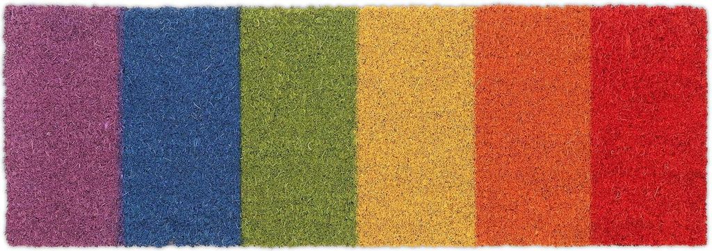 Relaxdays Fußmatte Kokos, Regenbogen, Schuhabtreter 75 x 25 Produktbild 