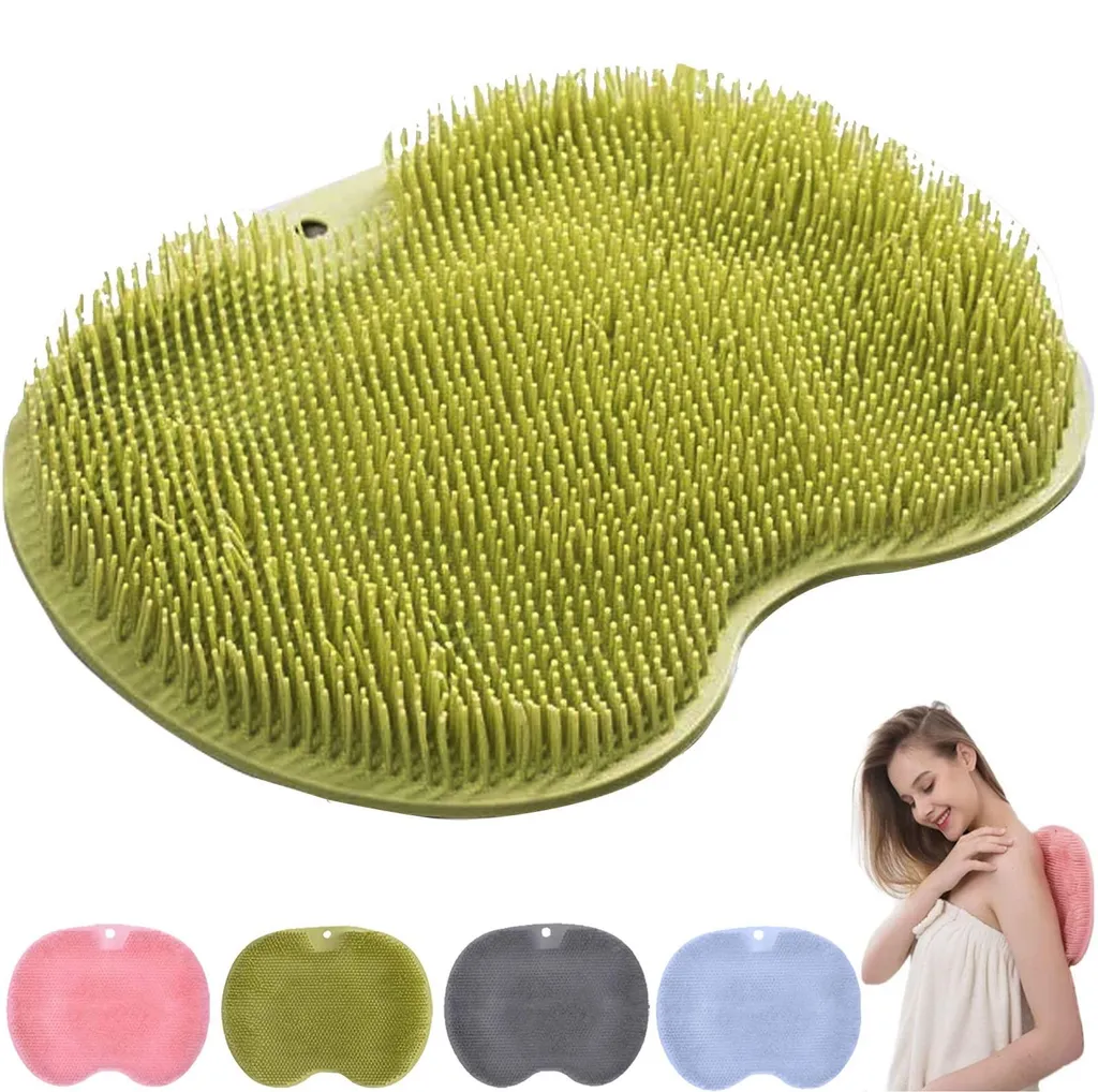 Brosse dorsale en silicone et tapis de massage exfoliant pour bain