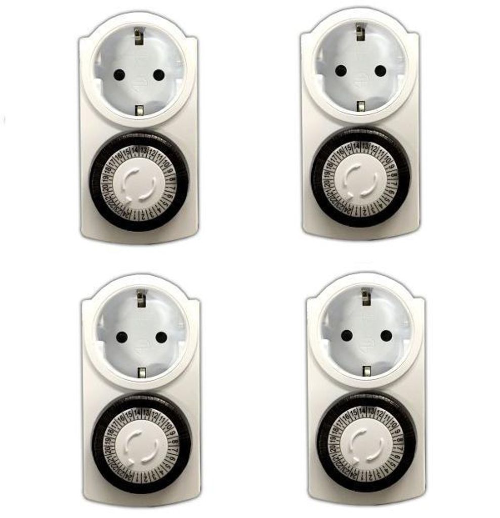 4er Set Zeitschaltuhr Analog Timer Steckdose mit Kinderschutz 24h Zeitschaltung Zeitschalter Schaltuhr