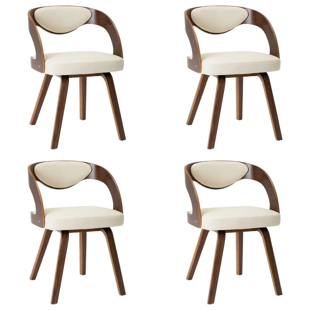 Chaises de salle à manger ergonomiques - Lot de 4 Crème et bois courbé