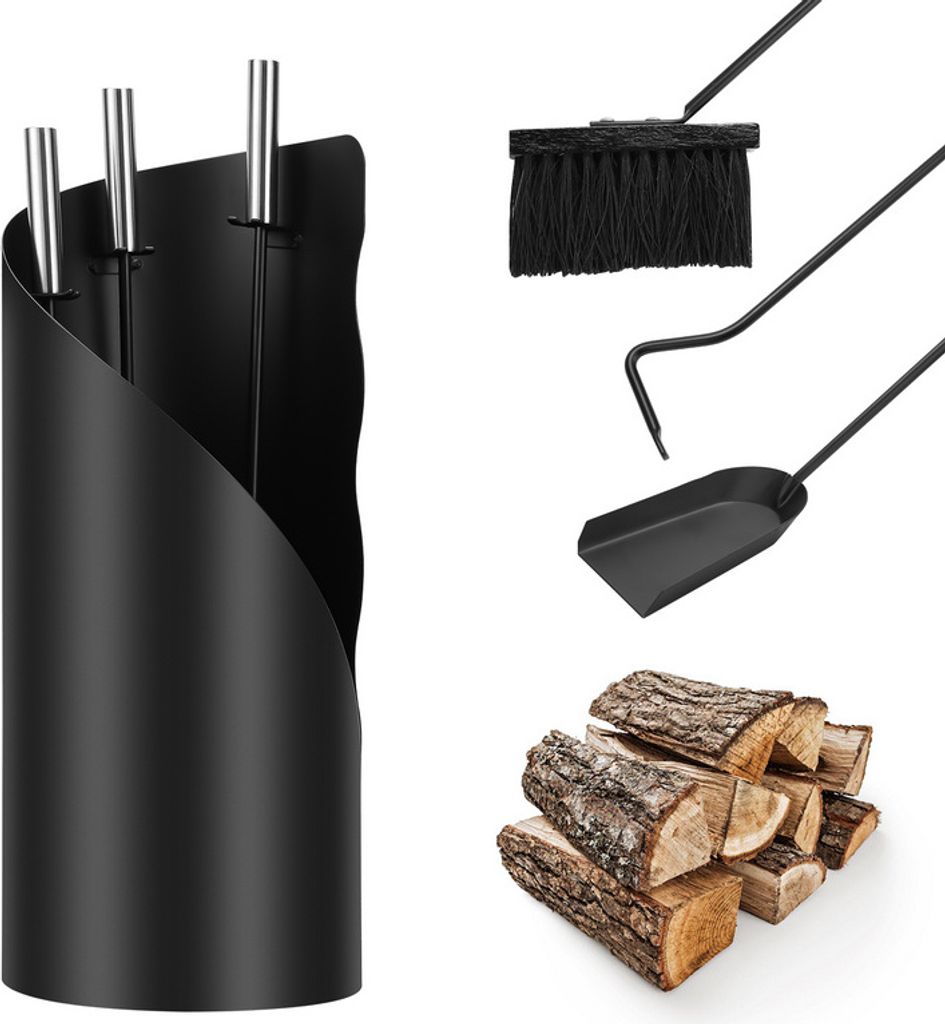 Fiqops set camino 4 pezzi accessori camino - design Immagine del prodotto 