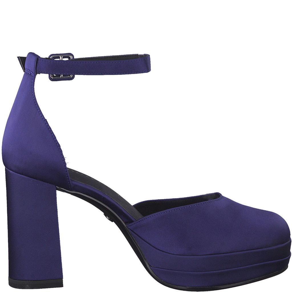 Tamaris Damen Pumps Satin Plateau Karree Blockabsatz 1-24406-29, Größe:40 EU, Farbe:Blau