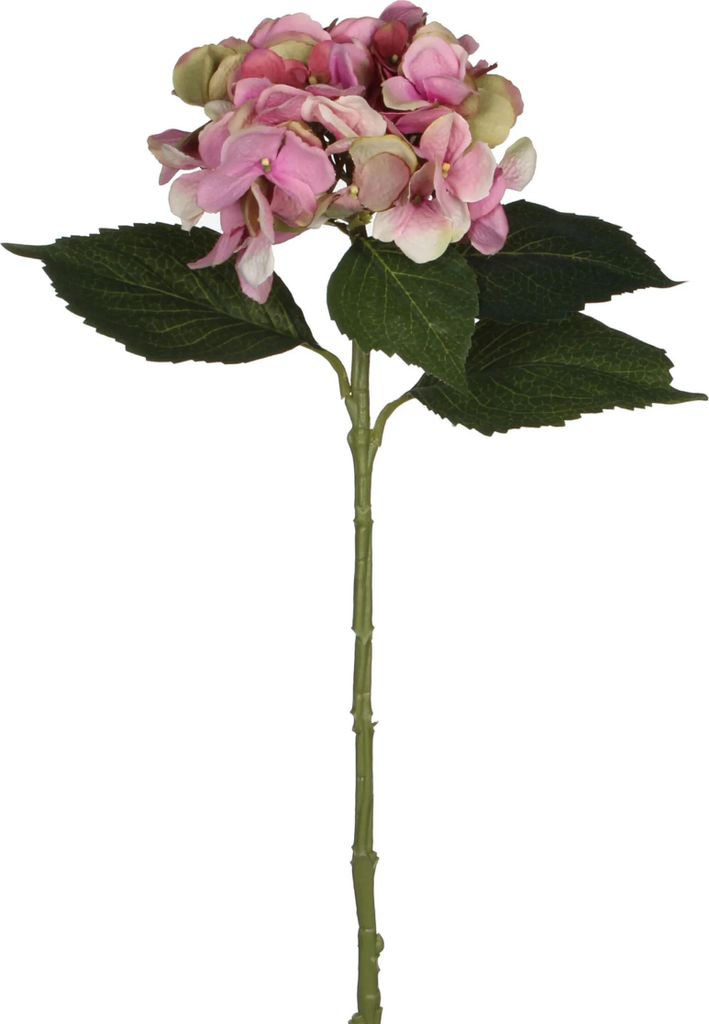 Kunstliche Blumen Hortensienzweig - weis - 51 cm - loser Stiel - Kunstliche Seidenblumen