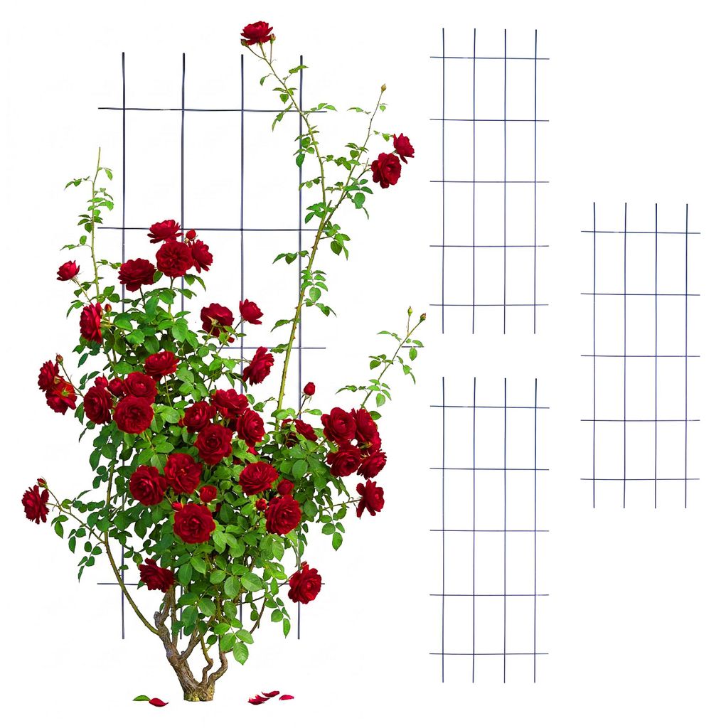 Relaxdays Rankgitter, 4er Set, HxB: 115 x 45 cm, Metall, Rankhilfe für Kletterpflanzen, Garten, Rosenrankhilfe, schwarz