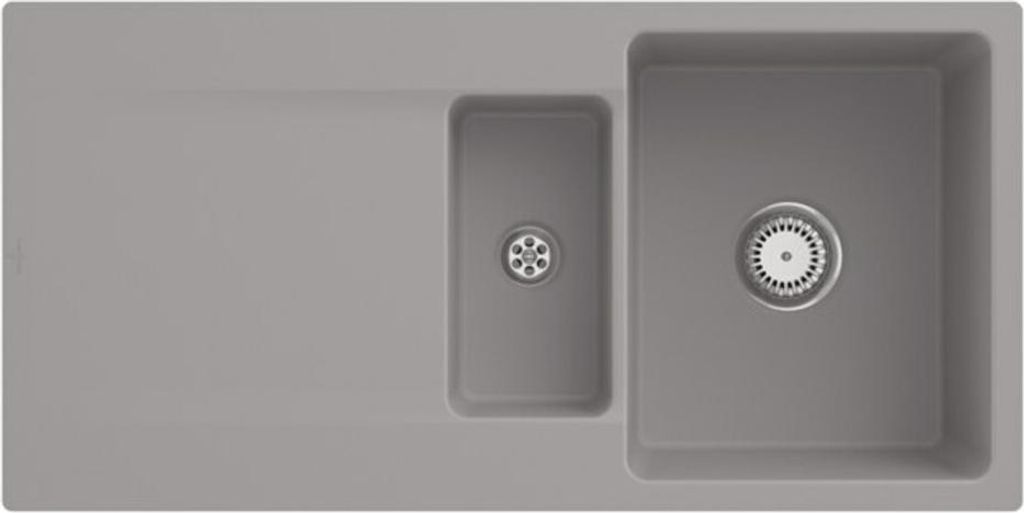 V&B bündige Spüle Siluet 60 R Flat m Ablaufgarnitur, Handbetätigung, fossil