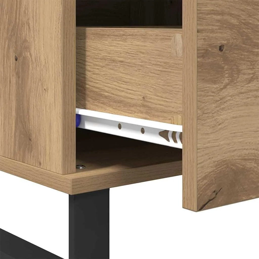 VidaXL Tavolino Da Salotto In Rovere Massello - 27x24x55 Cm - Naturale, Con Ripiano, Stile Rustico - 2