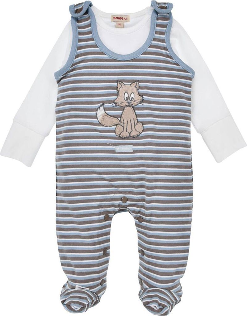 BONDI Baby Strampler Strampelanzug "My Friend" 94016 | Stripe Schoko Blue Größe: 56