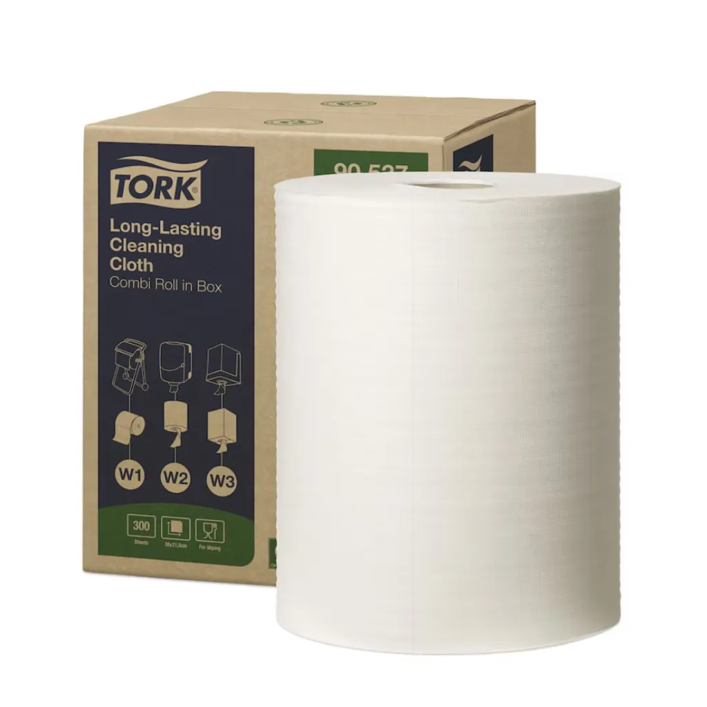 Papier d'essuyage industriel Tork blanc 1 pli 114m multi-usage 90537