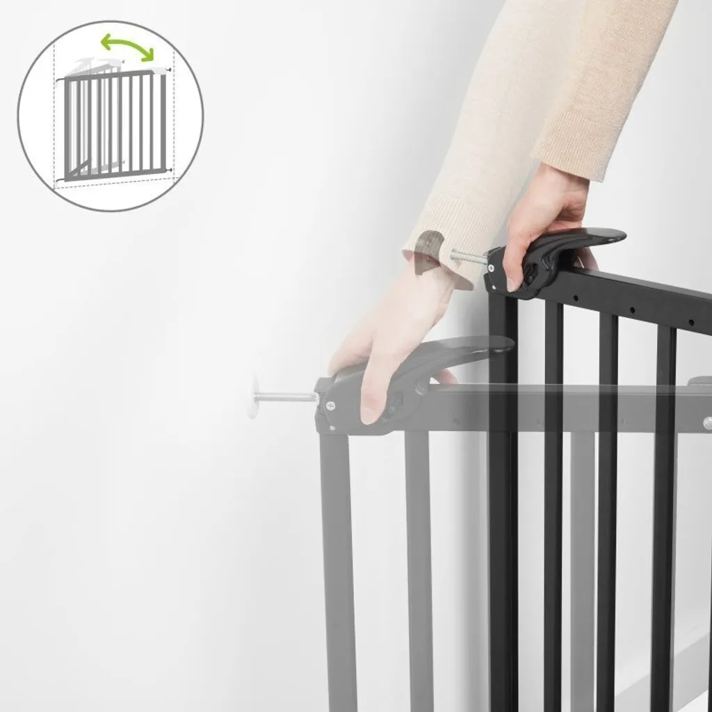Barrière de Sécurité Enfant Extensible Noire Fixation Pression et Vis - 24