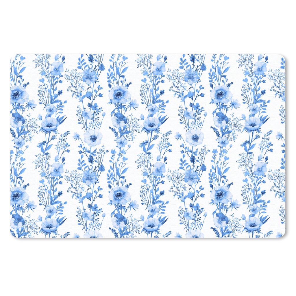 MuchoWow Schreibtischunterlage Blumen - Anemone - Blau - Muster 60x40 cm - XXL Mauspad - Großes Mauspad