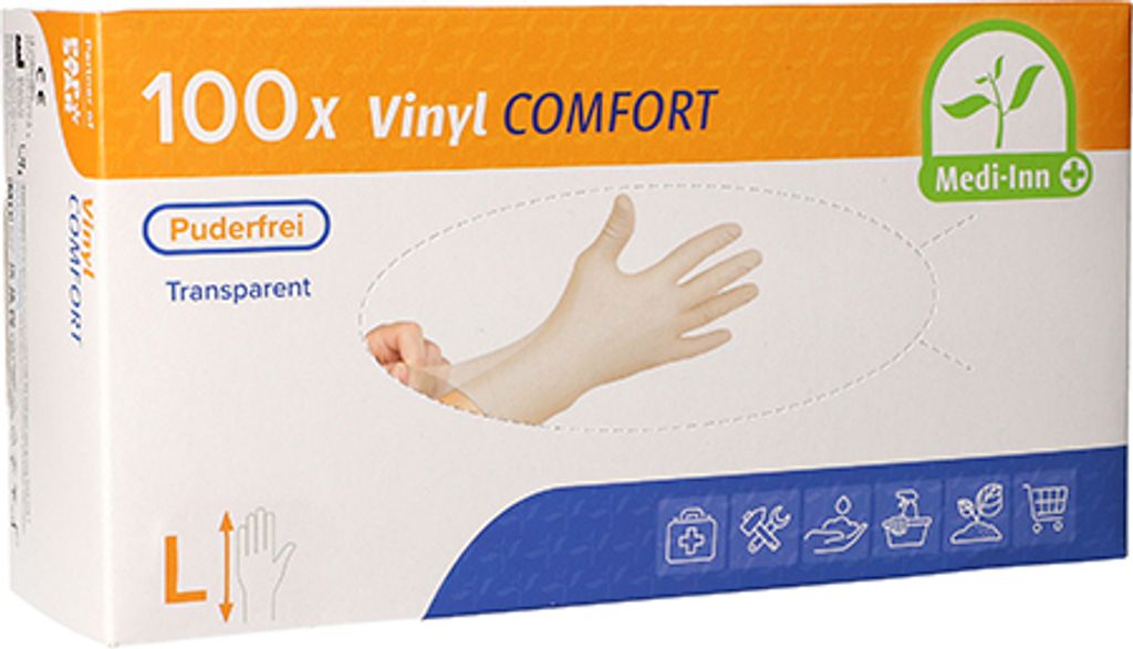 1000 Medi-Inn PS Handschuhe, Vinyl puderfrei Comfort Größe L