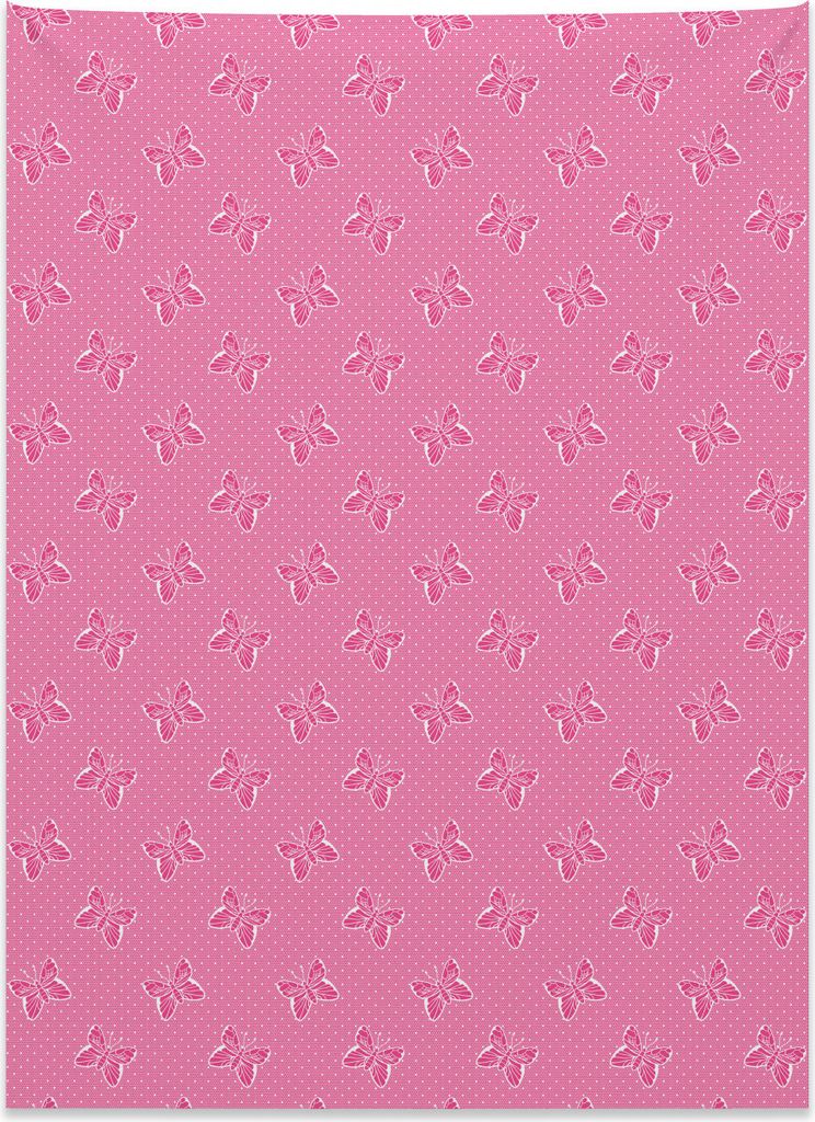 Abakuhaus Rosa Tupfen Wandteppich, Spots Schmetterlinge aus Weiches Mikrofaser Stoff Kein Verblassen Klare Farben Waschbar, 110 x 150 cm, Pale Fuch...