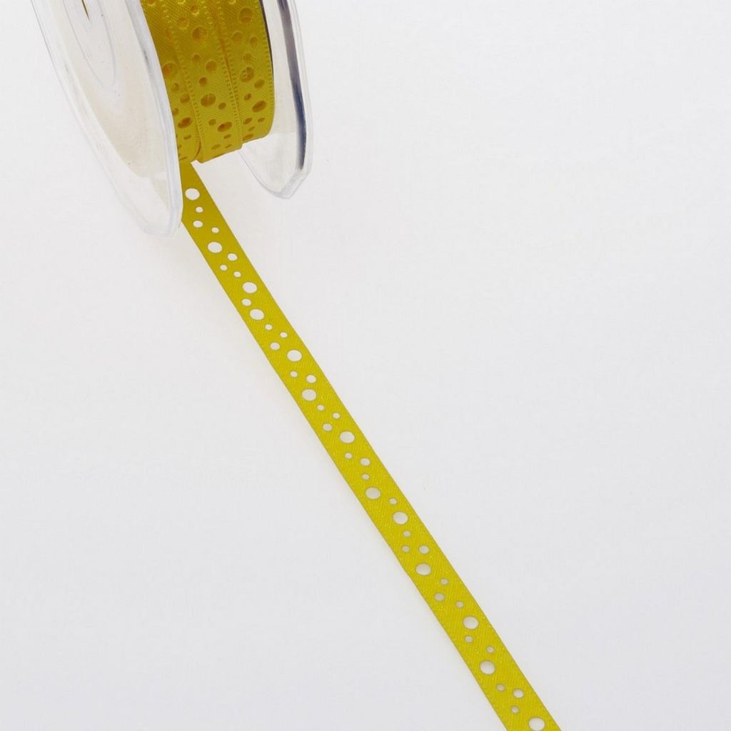 Satinlochband - gelb - 9 mm - 20 m - 54009 10