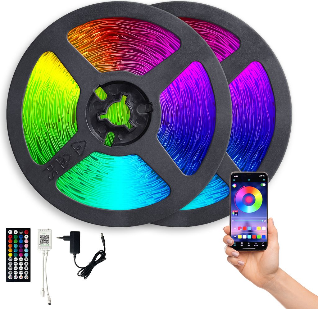 Led Streifen LED PLAY SET 15m Steuerung per App oder Fernbedienung, Helligkeitsanpassung, Dimmung, Sprachsteuerung, Musikmodus
