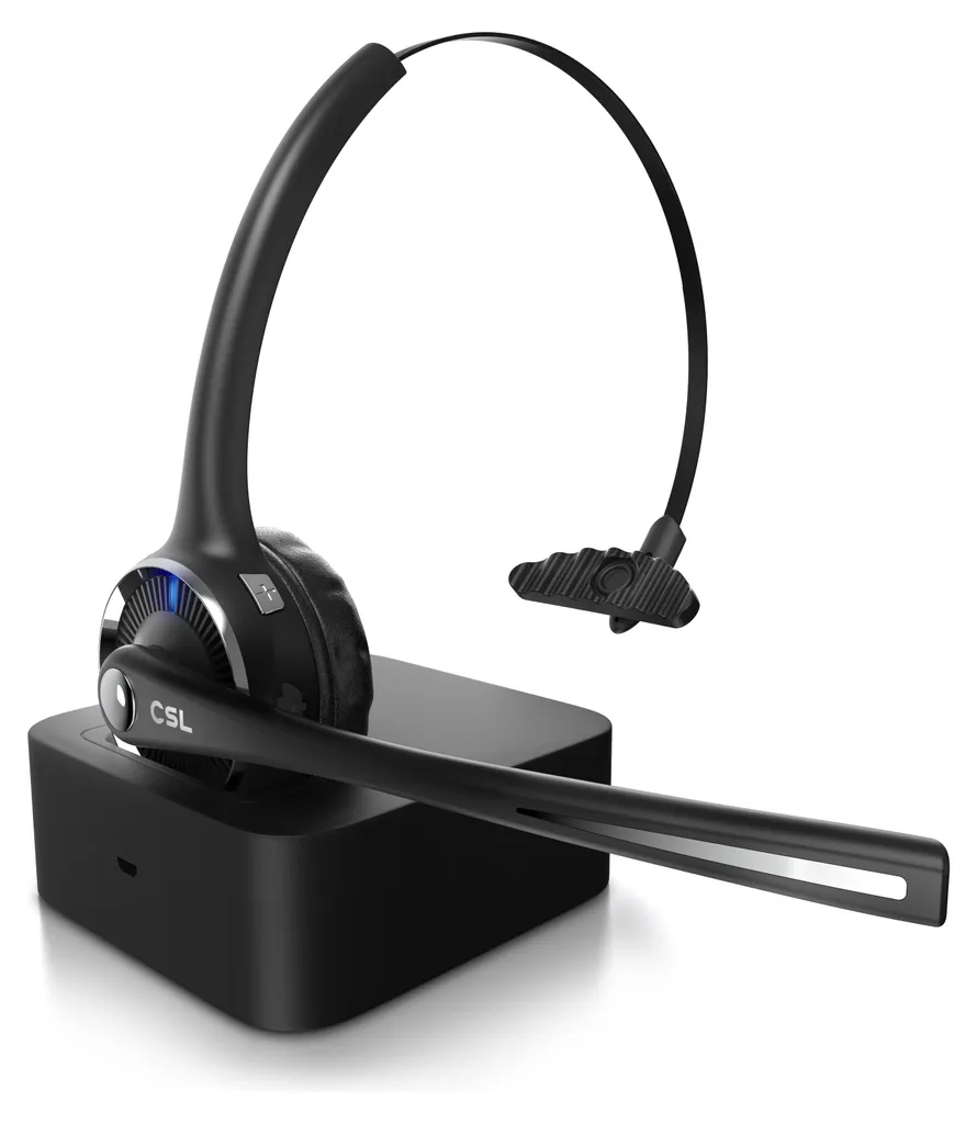 CSL Mono Bluetooth Headset avec station de charge et micro pour bureau