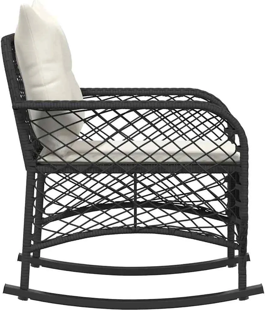 Poltrona a Dondolo Outdoor vidaXL Polirattan Nero e Design Elegante - 5