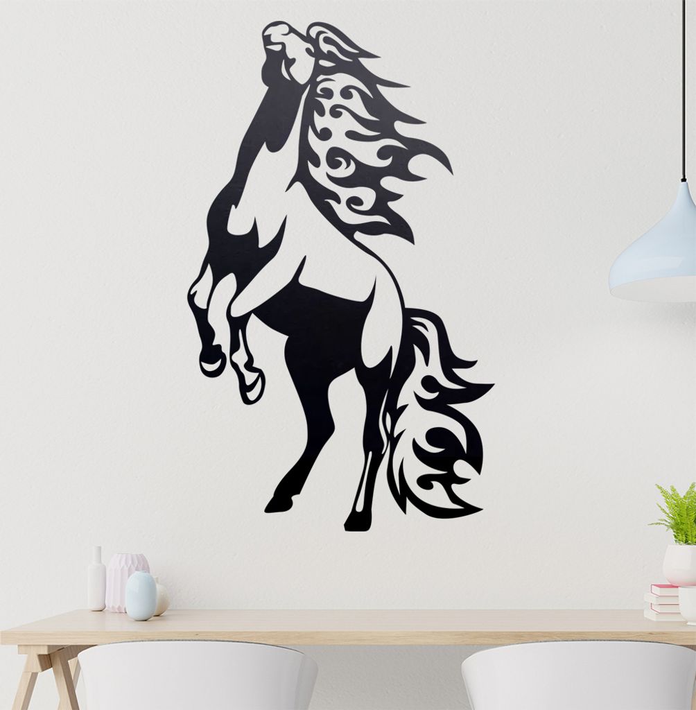 Flammen Pferd Wandtattoo in 6 Größen - Wandaufkleber Wall Sticker - Dekoration, Küche, Wohnzimmer, Schlafzimmer, Badezimmer