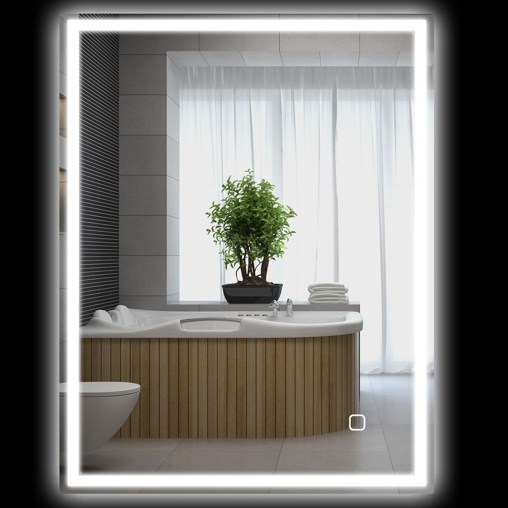 HOMCOM Badspiegel met verlichting, 90x70 cm, LED-spiegel, Productafbeelding 