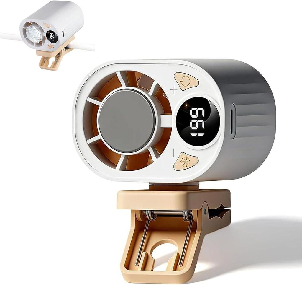 Mini Ventilator USB 199 Stufen, tragbarer Clip Lüfter mit starker Kühlung, leise, bladeless Auto Ventilator 360° drehbar
