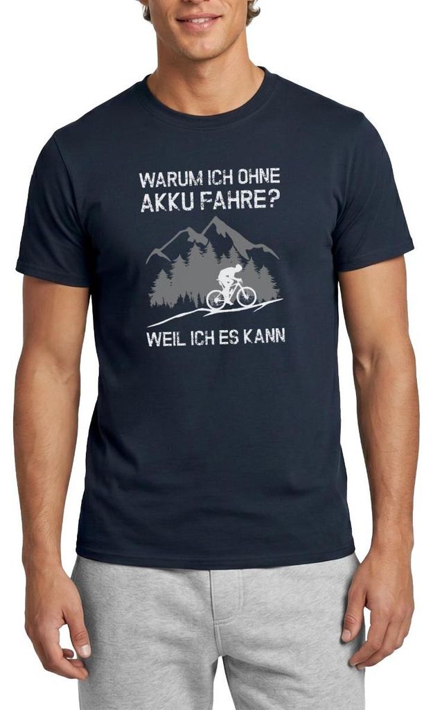 Spreadshirt Warum Ich Ohne Akku Fahre Anti E-Bike Männer T-Shirt, L, Navy