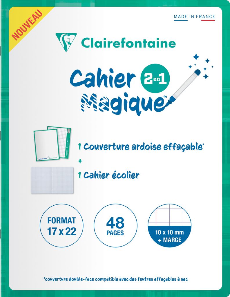 Clairefontaine 10x doppelseitig Schiefereinband 17x22cm 24Bl Smaragdgrün 66710C