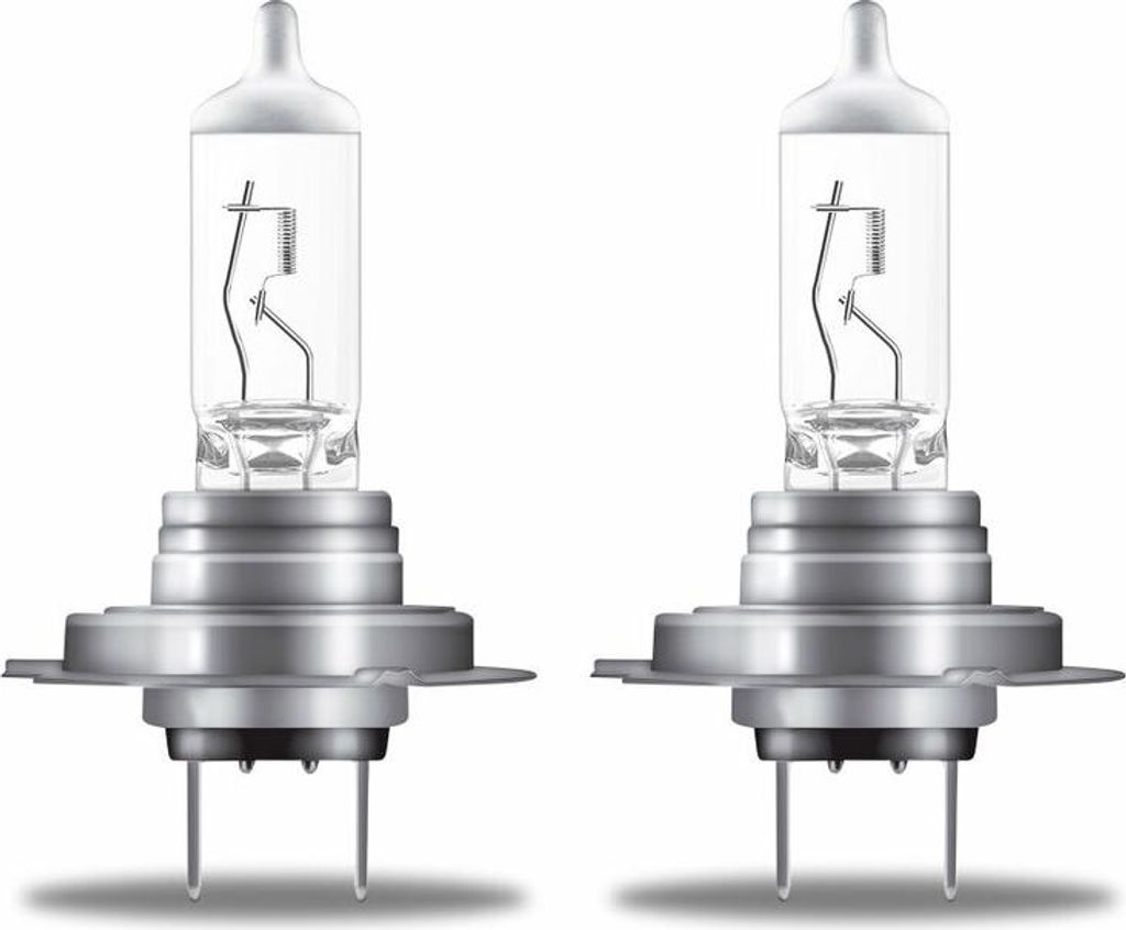 Two automotive headlight bulbs on a white background.