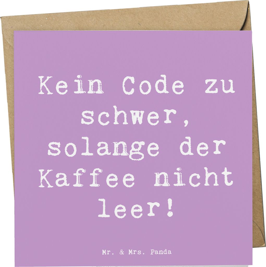 Mr. & Mrs. Panda Glückwunschkarte Spruch Code und Kaffee - Lavendeltraum - Geschenk, Beruf, Berufsleben, Softwareentwickler, Software Engineering,...