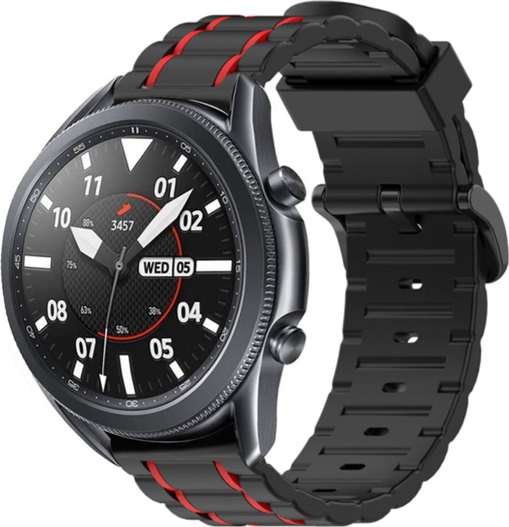 Strap-it Samsung Galaxy Watch 3 45mm Sportschnallenarmband (Schwarz/Rot)