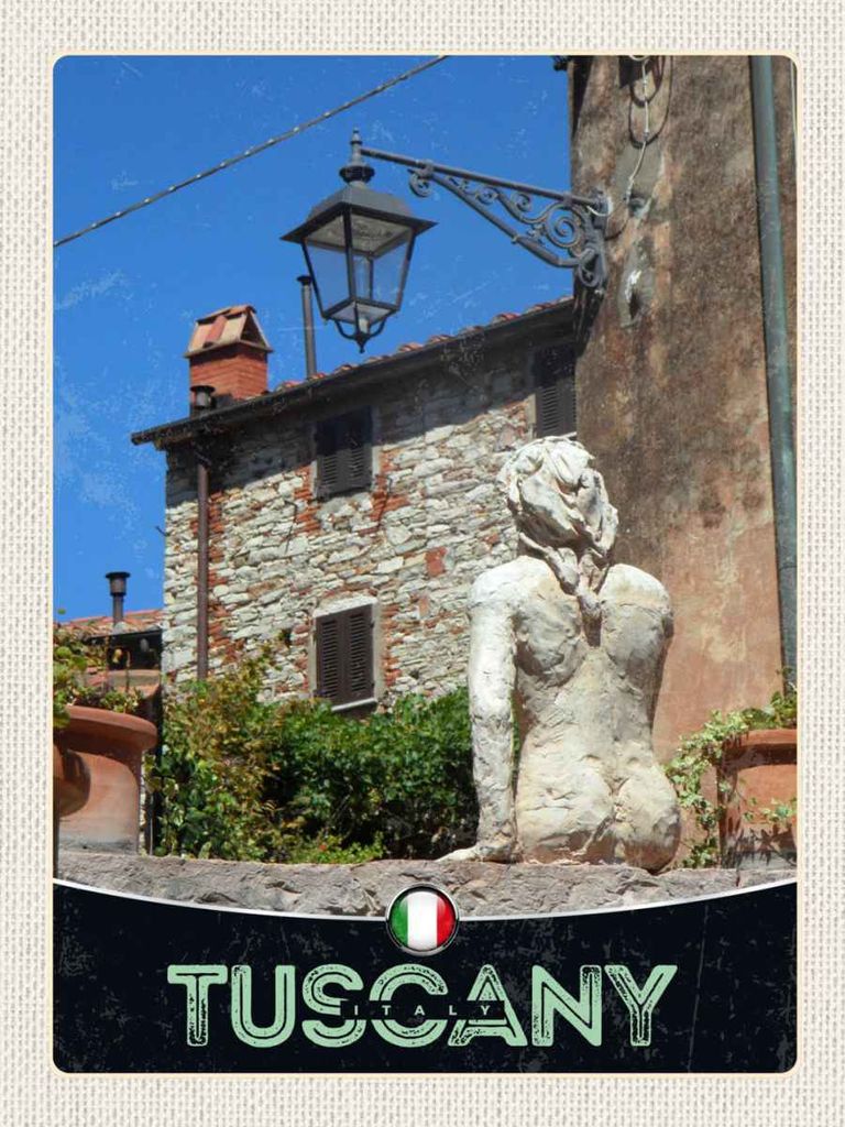 vianmo Holzschild 40x30 cm Toskana Italien Architektur Bildmotiv Reisemotiv Straße Stadt