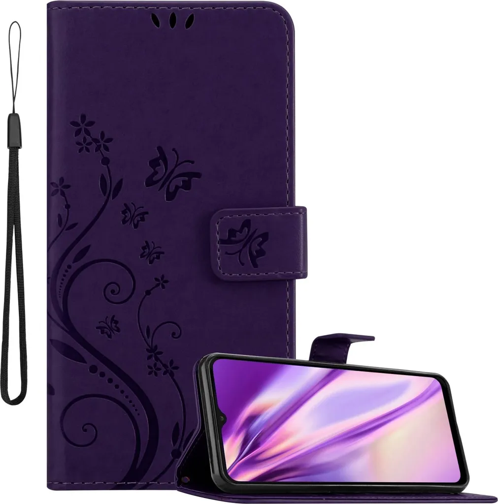 Cadorabo Cover Samsung Galaxy A23 4G Viola Fiori - Custodia Protettiva