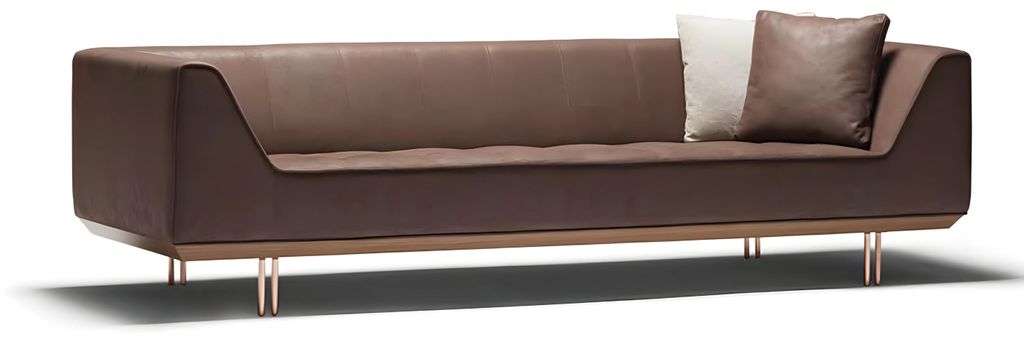 Elegantes braunes Kunstleder 3-Sitzer-Sofa im modernen Stil