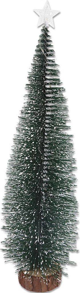 Mini-Weihnachtsbaum, kleiner künstlicher, schneebeflockter Bleistiftbaum mit LED-Lichtern, Tisch-Baumschmuck mit Holzsockel für die Weihnachtsdek...