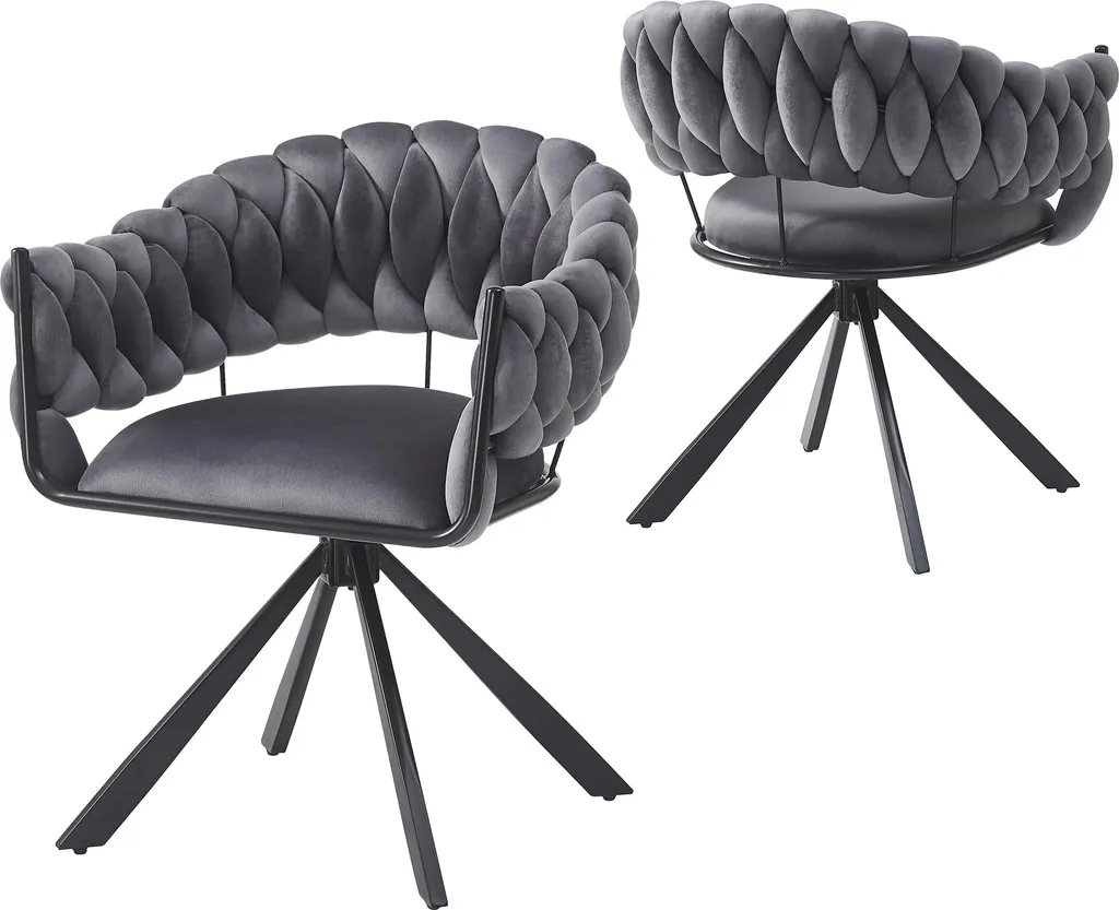 Chaise de luxe légère pour salon et coiffeuse en velours gris moderne - 3