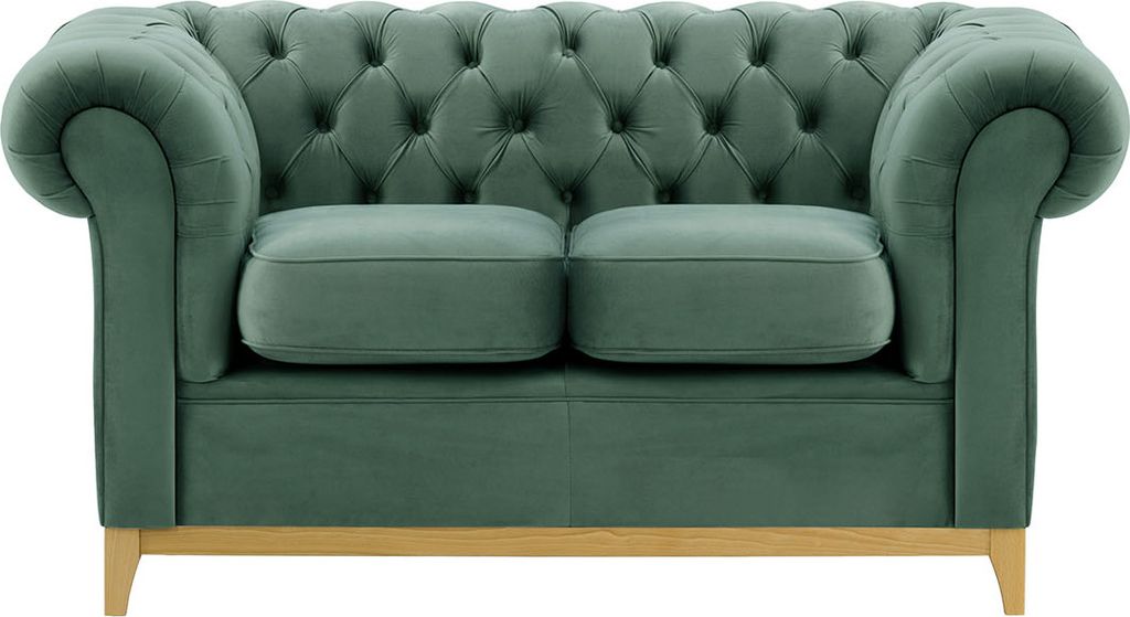 SLF24 - Zweisitzer-Sofa Chesterfield Wood - schmutziges Himmelblau - Velluto 12