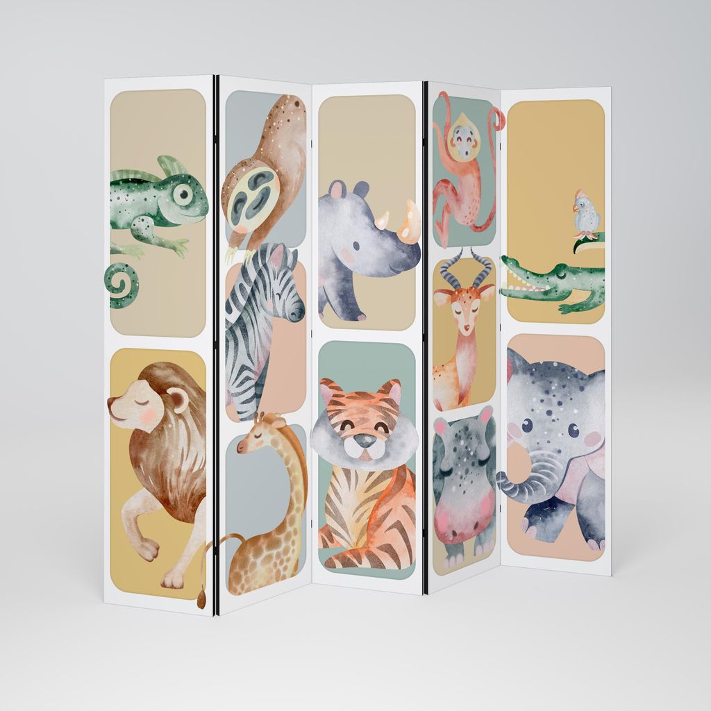 SpaceRebels Paravent Raumteiler - 5-teilig Raumtrenner, Druck 1-Seite - Raumtrenner - Trennwand Wohnung - Room Divider - Spanische Wand Deko Modern...