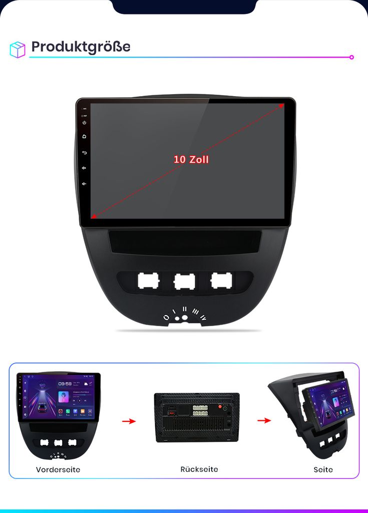 10" Android 12 Autorádio Carplay GPS Navi WiFi BT DAB+ SWC Obrázok produktu 15