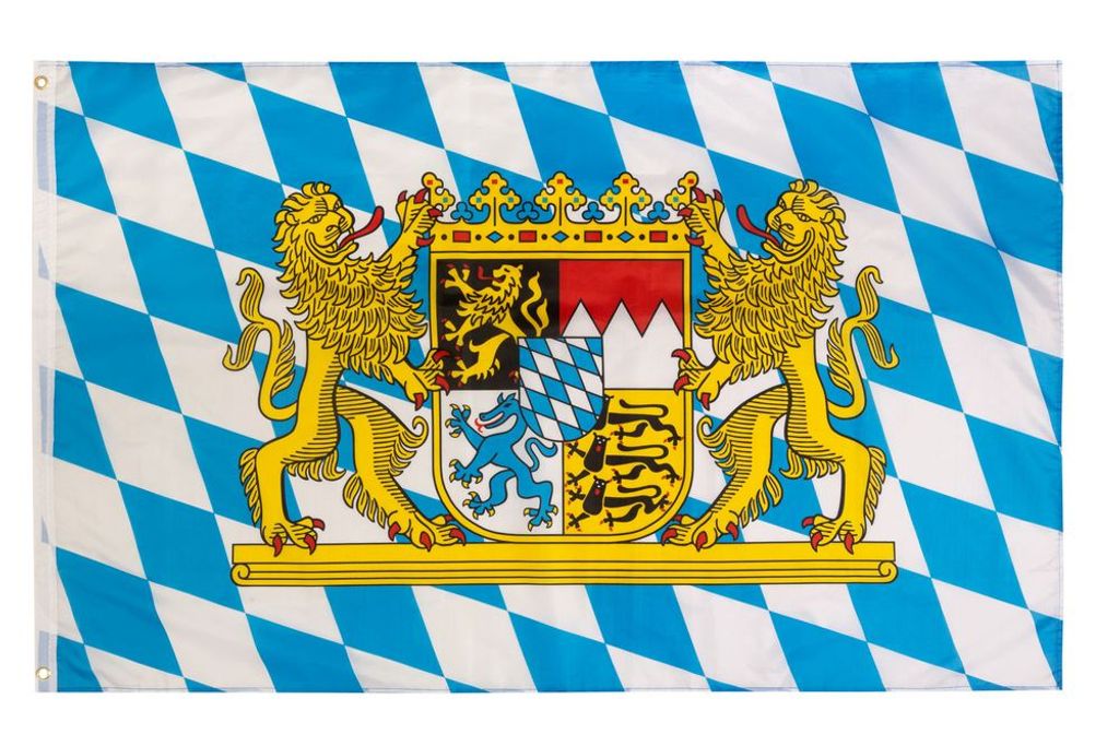 Flagge  Fahne Deutschland Bayern mit Wappen mit Hohlsaum 