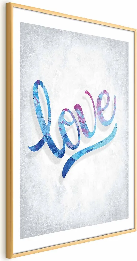 Elegante Poster d'amore 60x90 cm con Cornice Oro e Bordo Bianco