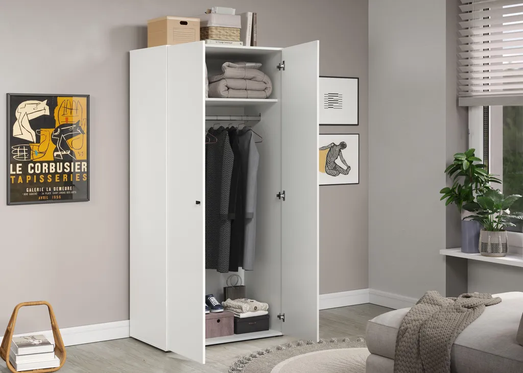 Armoire de rangement blanche 2 portes - Finition mate et grande capacité