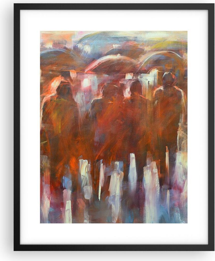 Gerahmtes Poster - Schwarzer Rahmen - Regenschirme Menschen Handwerk - 40x50 cm - Wand Bild - Wanddeko - Wandbilder - Wandposter - Bilderrahmen - B...