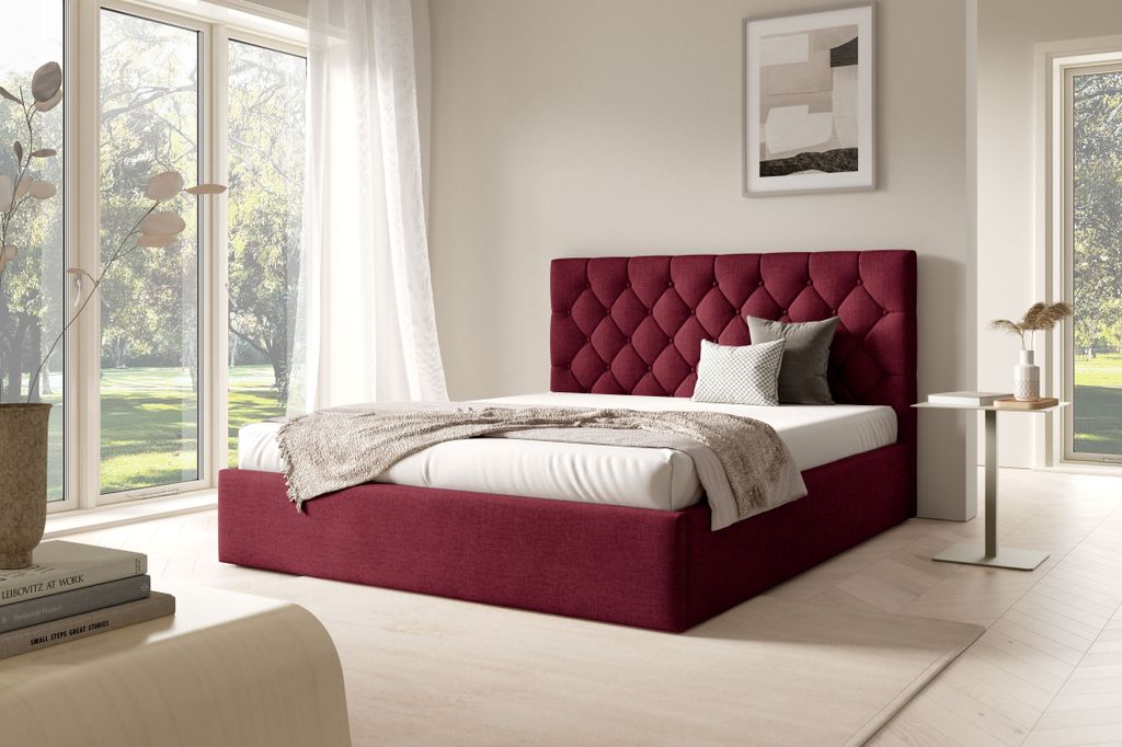 Doppelbett mit Lattenrost 160x200 TAISA 4 - bordeauxrot