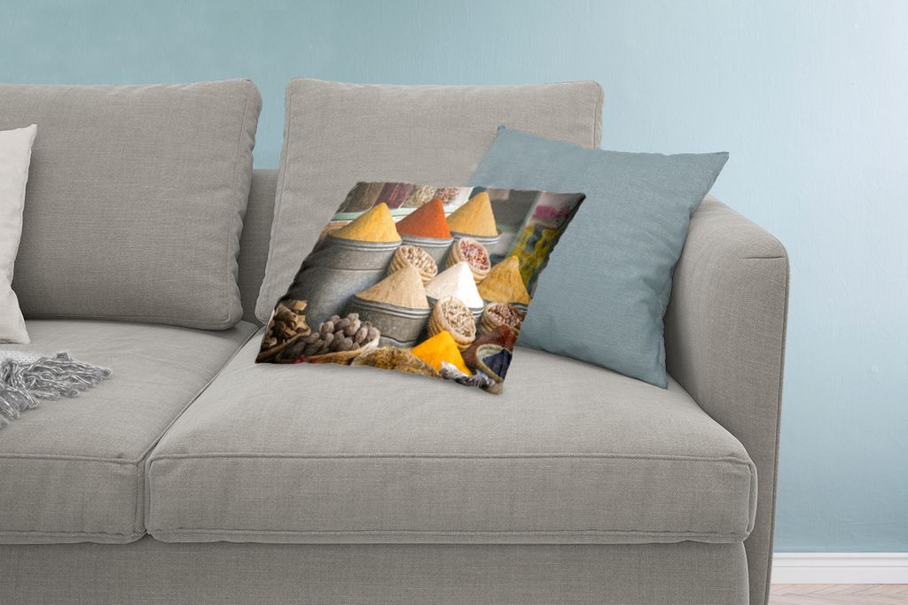 MuchoWow Zierkissen Sofakissen Wohnzimmer Dekokissen 60x40 cm Kräuter - Ton - Gewürze - Gelb - Braun - Kopfkissen - Polster mit Foto
