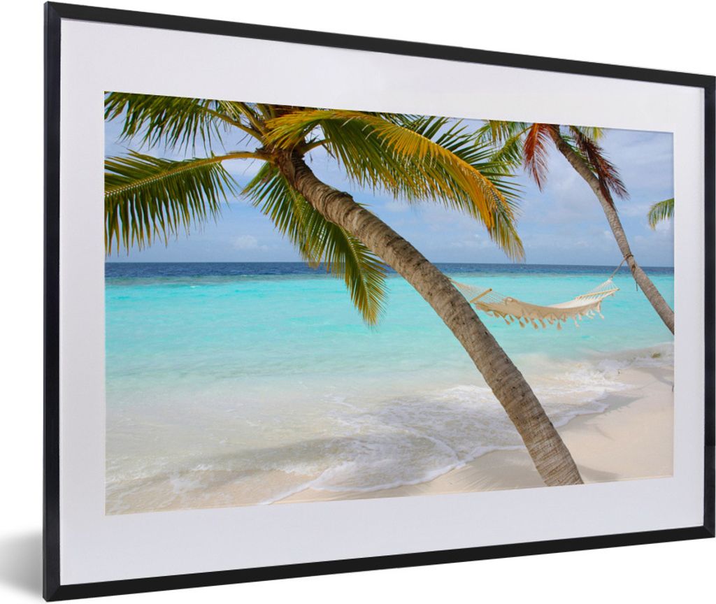 MuchoWow Gerahmtes Poster Sommer - Palme - Hängematte 60x40 cm - Poster mit Schwarzem Bilderrahmen Wandposter Rahmen Foto Bilder - Schlafzimmer ...