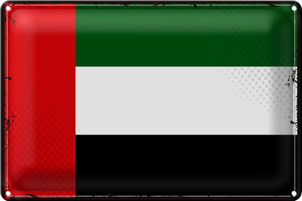 Blechschild Flagge Arabische Emirate 18x12cm Retro Flag