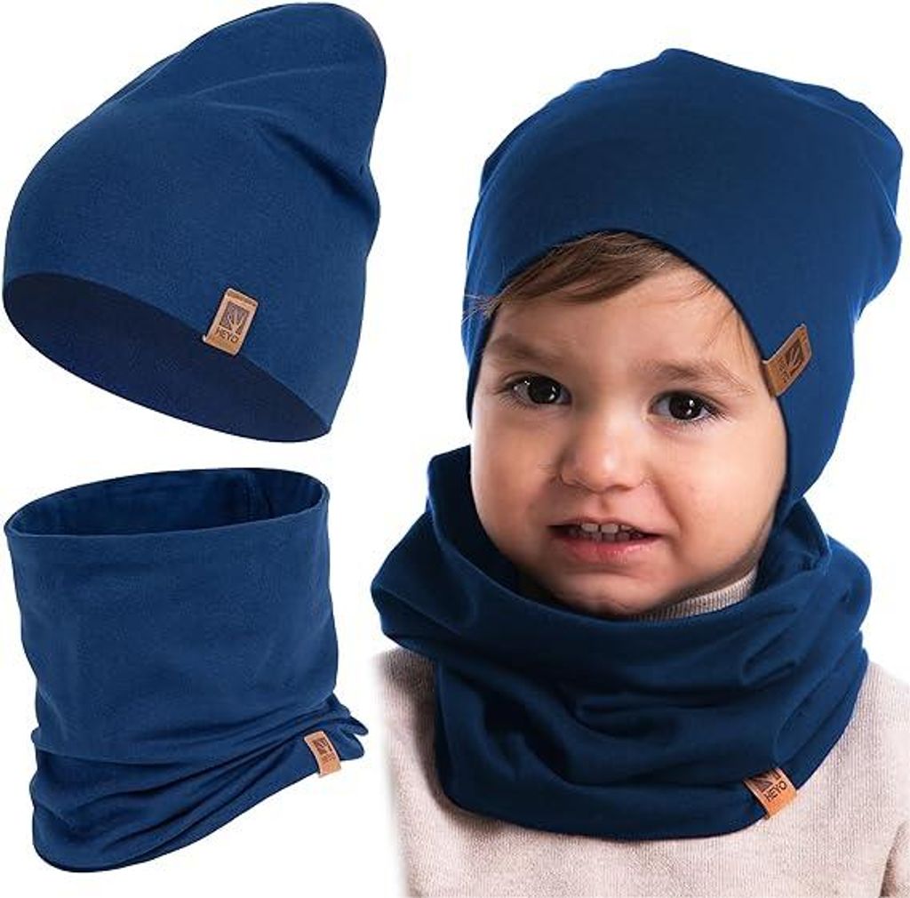 Kinder Set Beanie Mütze Schlauchschal Baumwolle Rundschal Produktbild 